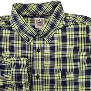 Cinch Long Sleeve Button Down Shirt Men's Size M Green Blue Plaid Cotton Western